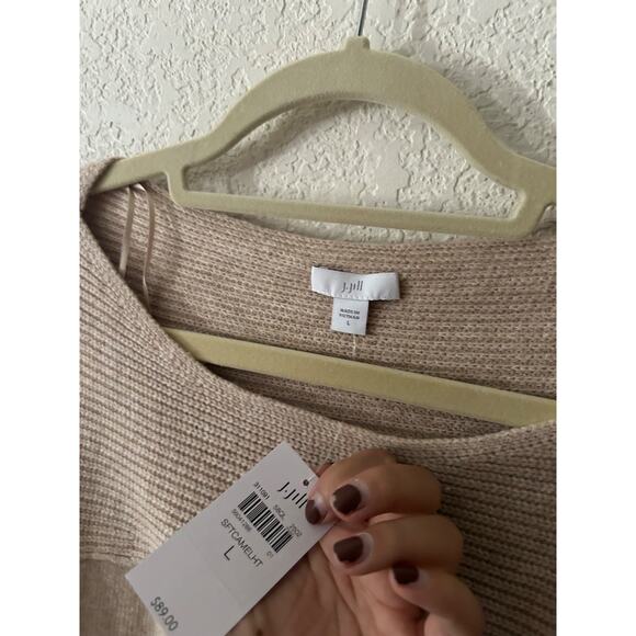 J. Jill Ribbed-Detail Pullover Sweater Soft Beige Size L NWT - Picture 4 of 11